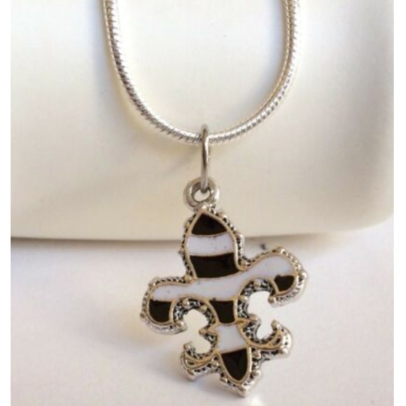 Silver Fleur de Lis Necklace 18" Nola Saints - Picture 2 of 8